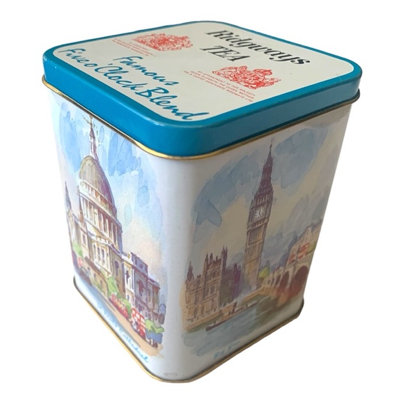 VTG Ridgways Tea Big Ben England Landscape Metal Tea Tin Collectible Canister - Picture 2 of 12
